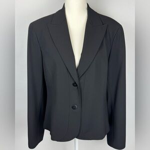 Lafayette 148 Black Blazer Single Breasted Wool Blend Suit Jacket Size 14 Office
